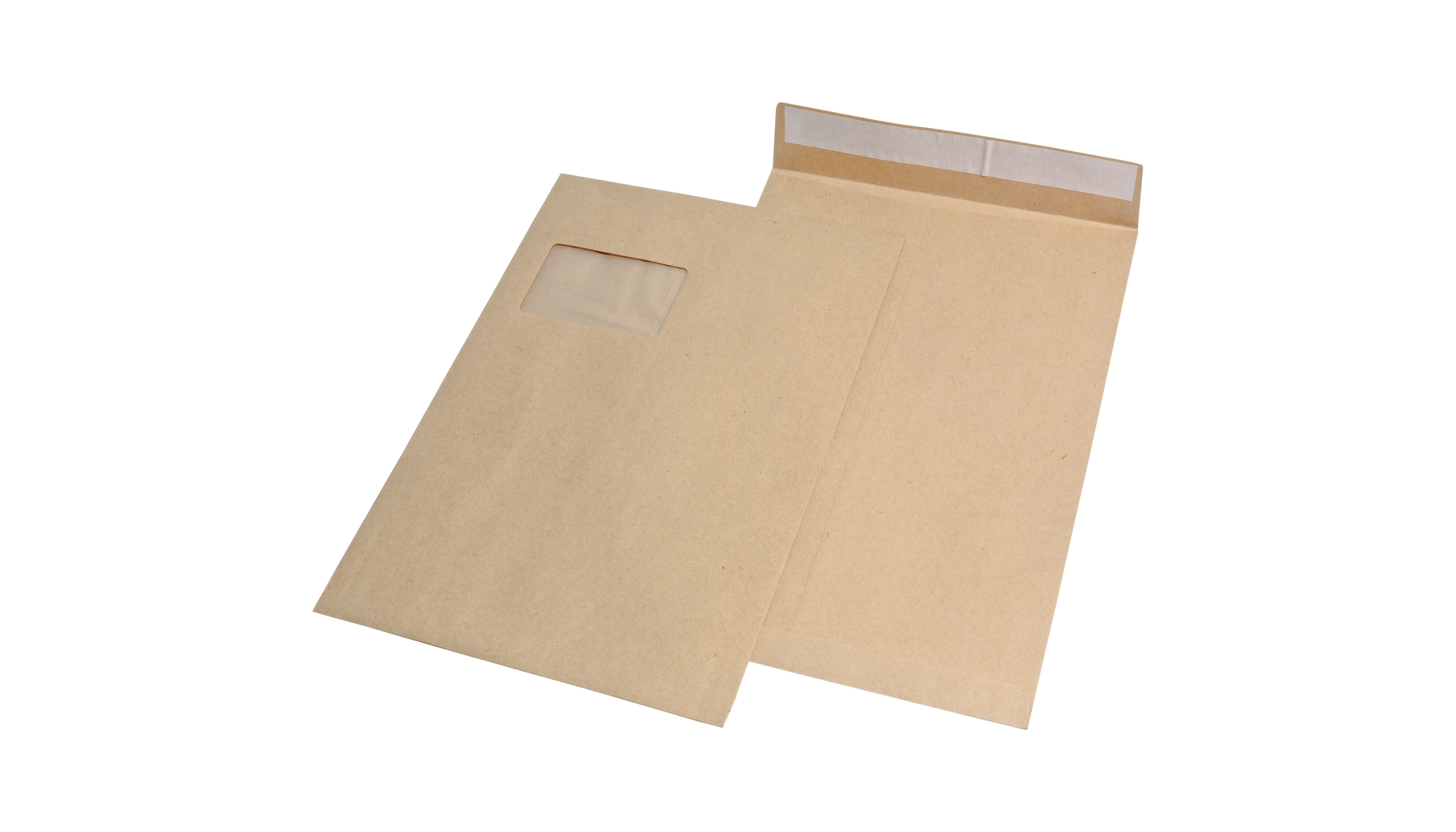 MAILmedia Faltentaschen DIN C4 mit Fenster  2 cm Falte 100 Stück/Pack braun