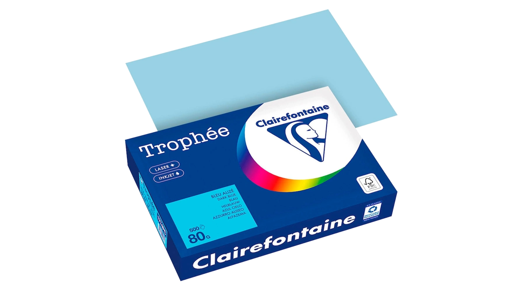 CLAIRFONTAINE Kopierpapier Trophée Color DIN A4 80 g/m² 500 Blatt/Pack blau