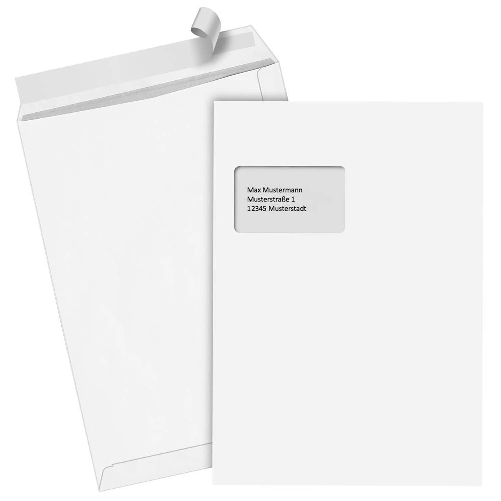 STEINMETZ Versandtaschen C4 mit Fenster weiß hk 120 g/m²  250 Stück/Pack