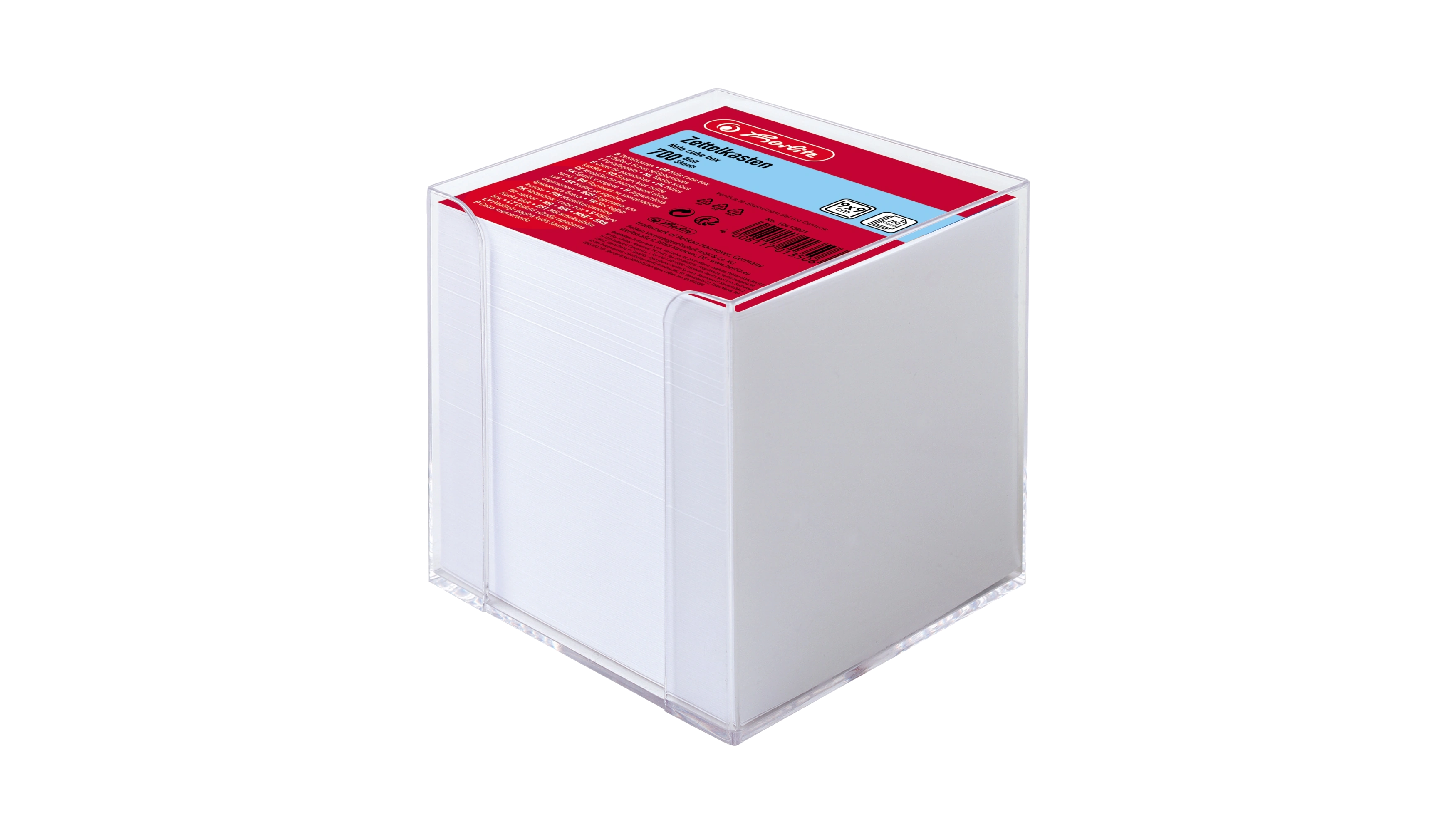 HERLITZ Zettelbox 9 x 9 x 9 cm (B x H x T) 700 Blatt Kunststoff transparent