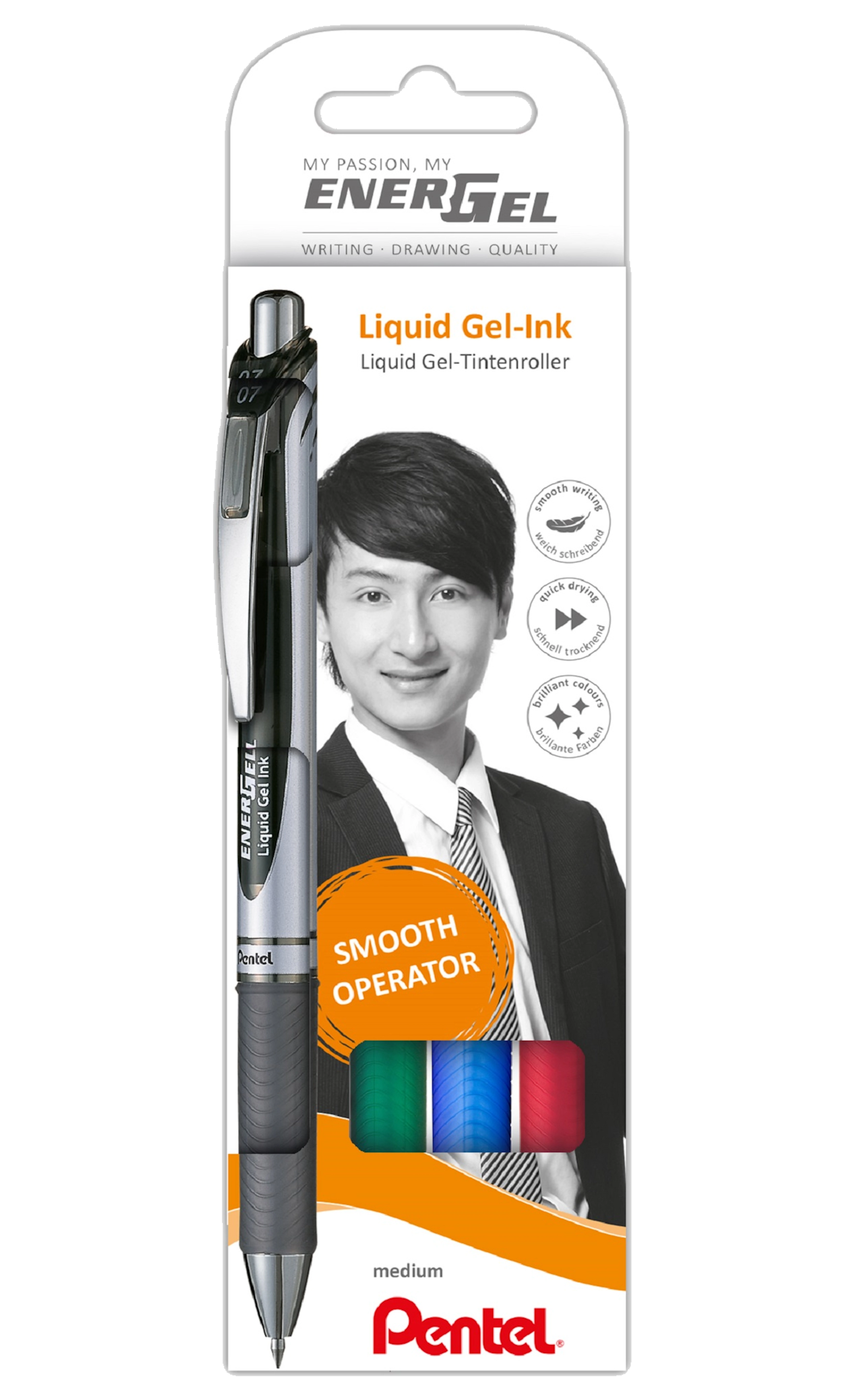 PENTEL Gelschreiber EnerGel BL77 0,35 mm  4 Stück/Pack farbig sortiert