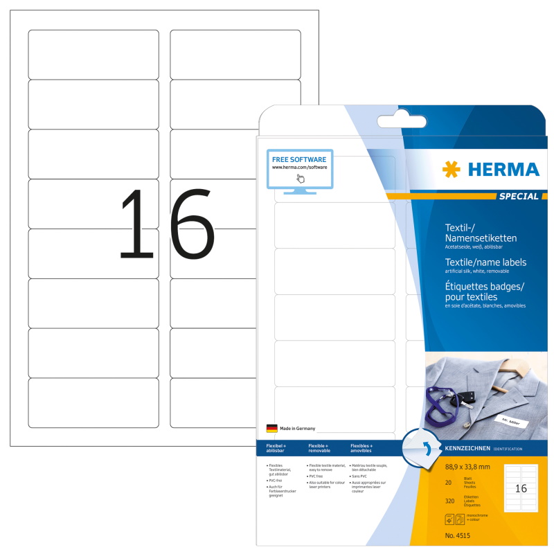 HERMA Namensetikett SPECIAL 88,9 x 33,8 mm (B x H)  320 Etik./Pack.