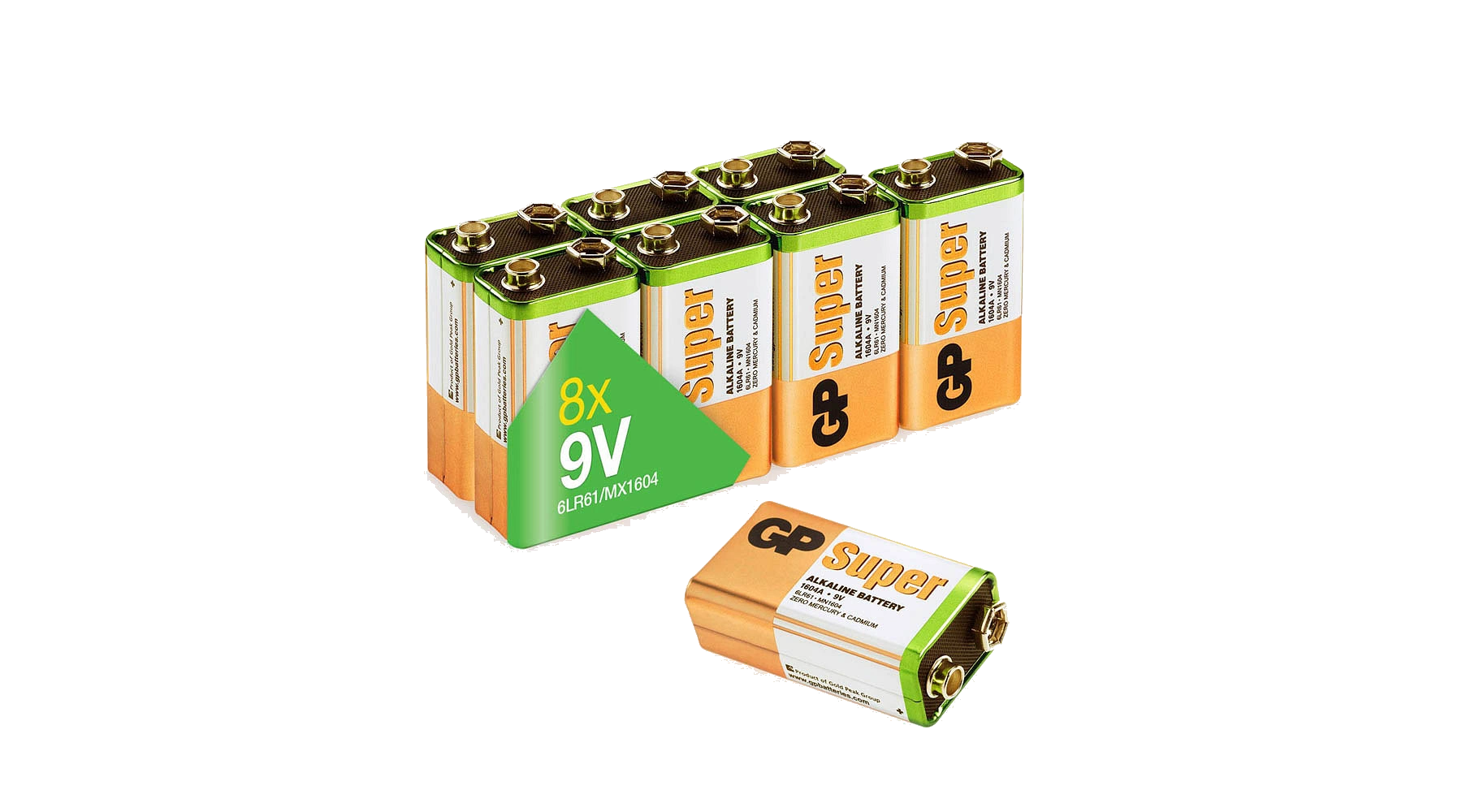 GP Batterie SUPER E-Block 9,0 V  8 Stück=1 Pack