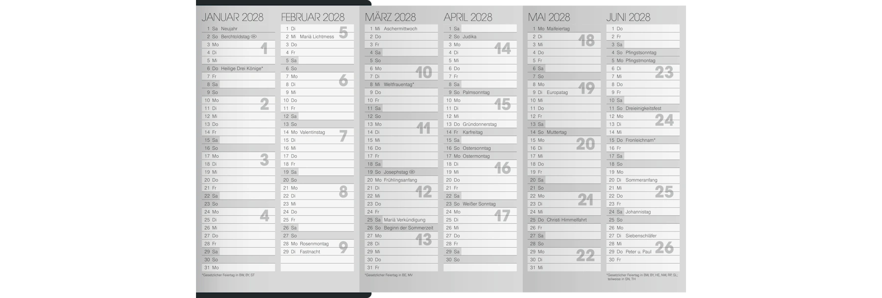 BRUNNEN Taschenkalender 746 2027 1 Monat/2 Seiten 8,7 × 15,3 cm (B x H) Kunststoff schwarz
