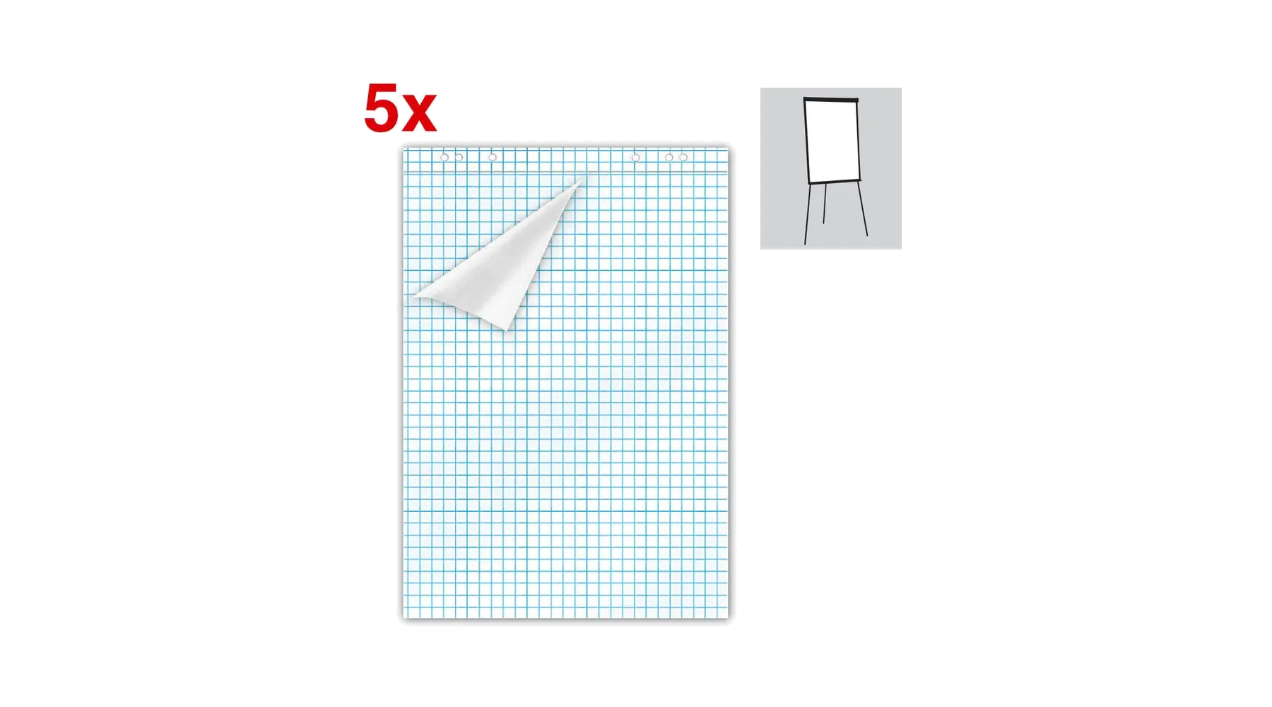 Flipchartblock 67,5 x 98 cm (B x H) kariert 80 g/m² 20 Blatt 5 Stück/Pack weiß