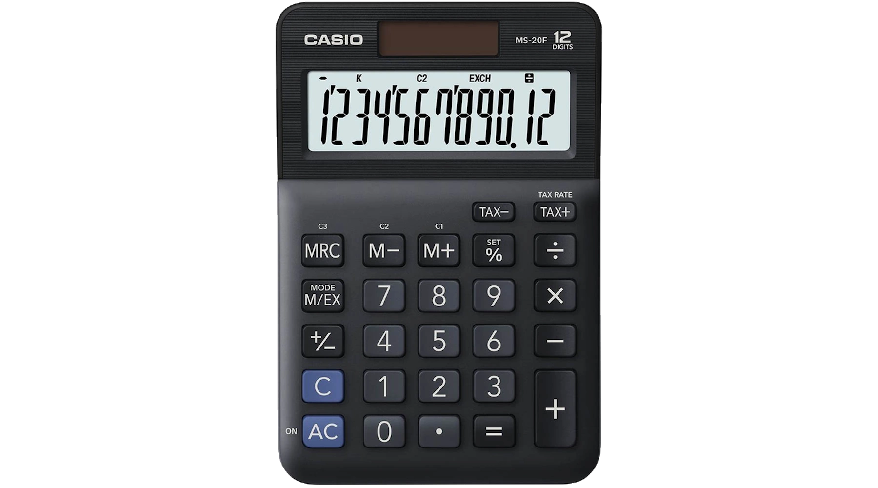 CASIO Tischrechner MS-20F 12-stellig Batterie / Solar schwarz