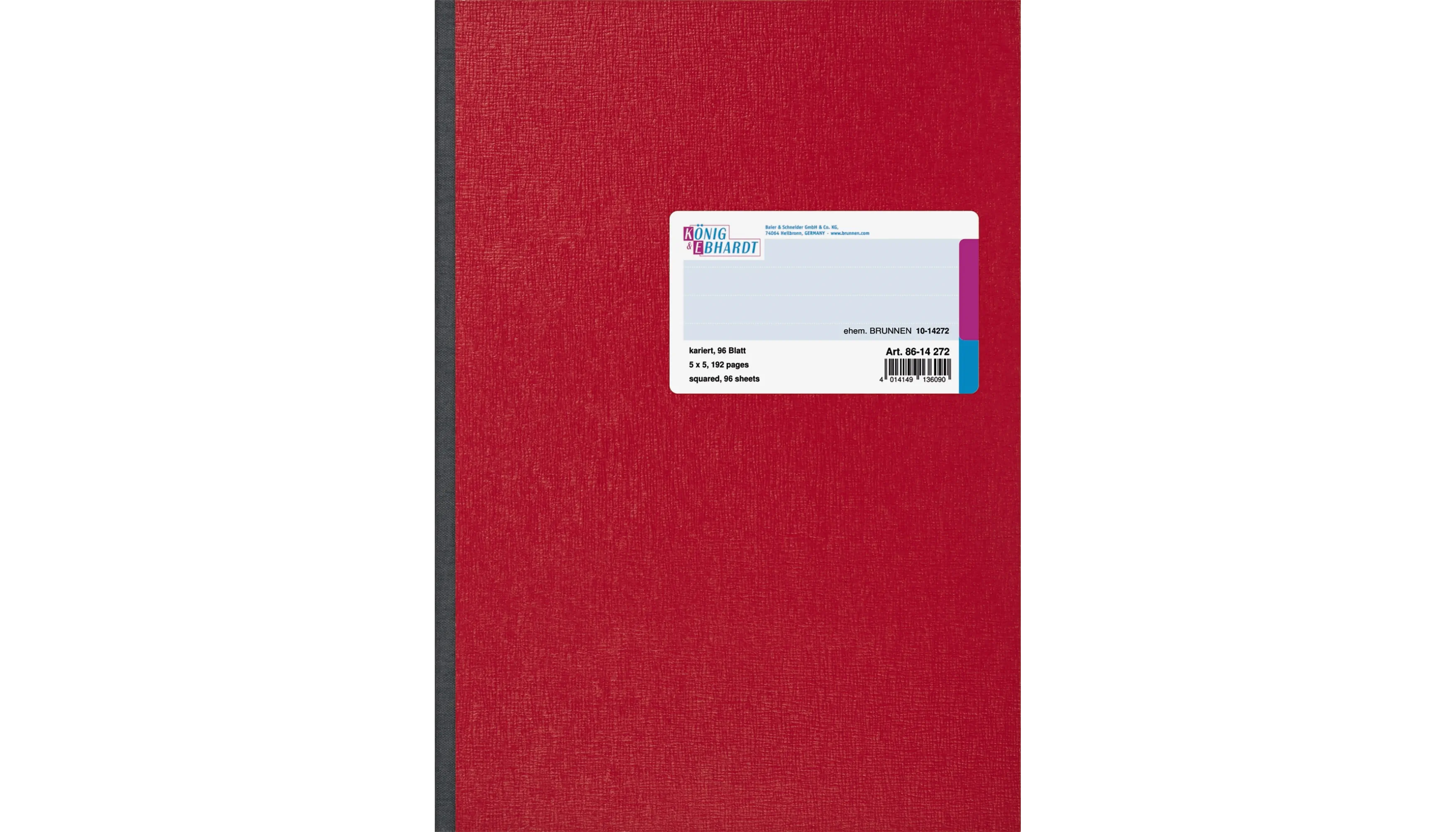 KÖNIG & EBHARDT Geschäftsbuch DIN A4  kariert 96 Blatt rot