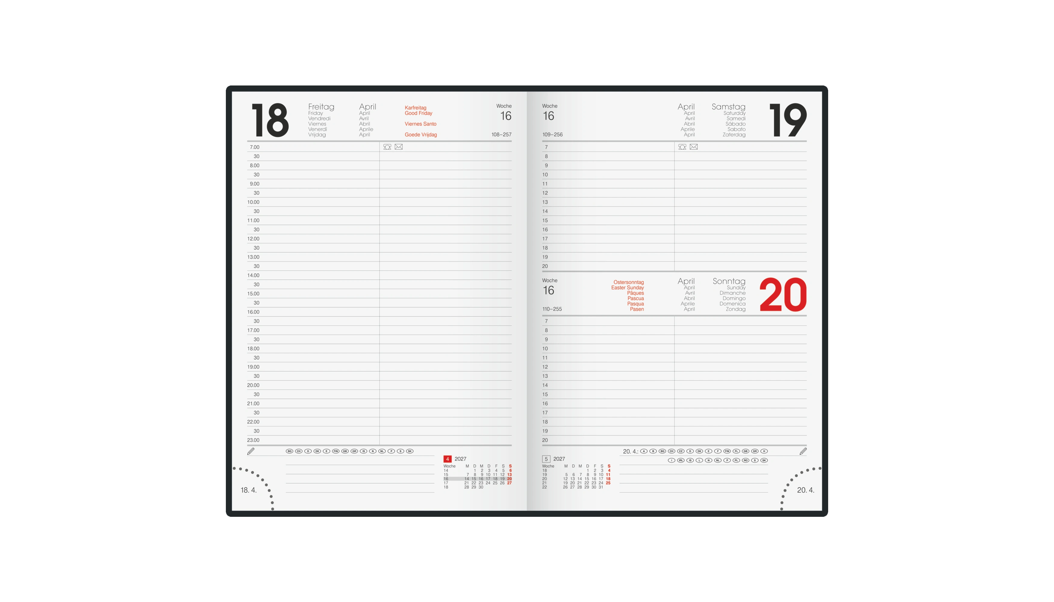 BRUNNEN Buchkalender 795 2027 1 Tag/1 Seite 14,5 x 20,6 cm (B x H) Miradur blau